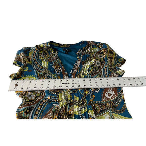 JBS Paisley Print Multicolor Empire Waist Short Sleeve Dress Size 10 Boho - Picture 4 of 11